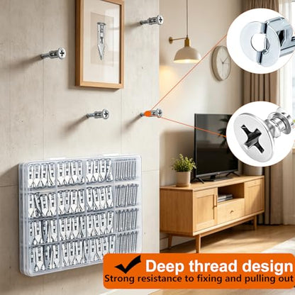 200 Pcs Self Drilling Drywall Anchors with Screws,100 Sheetrock Anchors (0.47x1.18 Inch) &100 Zinc Expansion Screws,Upgraded Zinc Plated Steel,No Drill Needed,Perfect for Wall Hanging(Sliver） - color: 200PCS-0.47x1.18 inch-Silver