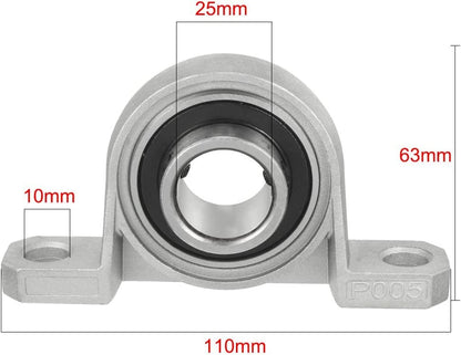 2pcs KP005 25mm Zinc Alloy Inner Ball Mounted Pillow Block Insert Bearing