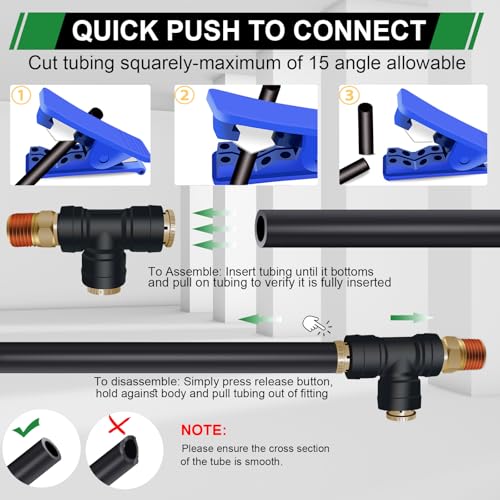 DOT Air Brake Line Tee Fittings 3PCS, 3/8" OD × 1/4" Side NPT - color: 3/8" * 3/8" * 1/4" Side NPT 3PCS