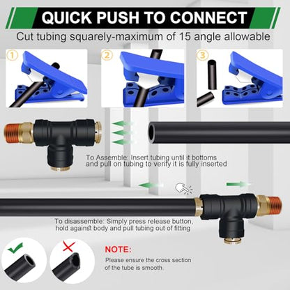 DOT Air Brake Line Tee Fittings 3PCS, 3/8" OD × 1/4" Side NPT - color: 3/8" * 3/8" * 1/4" Side NPT 3PCS