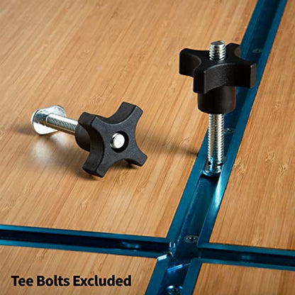POWERTEC 5 Pack 5/16"-18 4 Point Knobs, Threaded Clamping Knobs for T Track & Table Saw Accessories, Featherboard, Woodworking Jigs on Miter Saw, Router Table, Drill Press (QNB3003) - style: 5/16", 4-Point