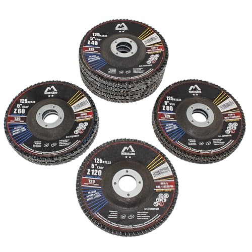 Merryland 10 Pack Mixed Flap Disc 5 inch Metal 40 60 80 120 Grit T29 - style: Mixed 10PCS