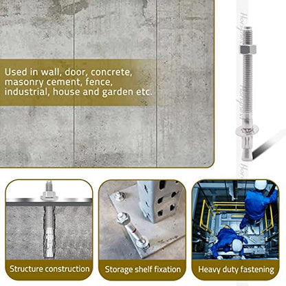 Concrete Anchors 3/8, Wedge Anchors for Concrete&Anchor Bolts - size: 3/8" x 4-1/2"