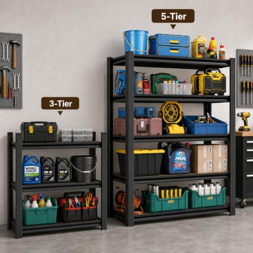 Heavy Duty 5 Tier Metal Garage Shelving, 72" H × 36" W × 16" D - size: 31.5"H × 34"W × 18"D