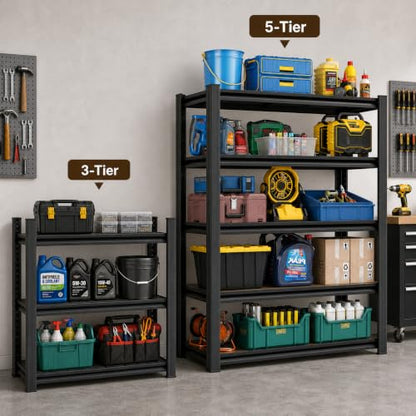 Heavy Duty 5 Tier Metal Garage Shelving, 78" H×47.5" W×18" D - size: 72"H × 36"W × 16"D