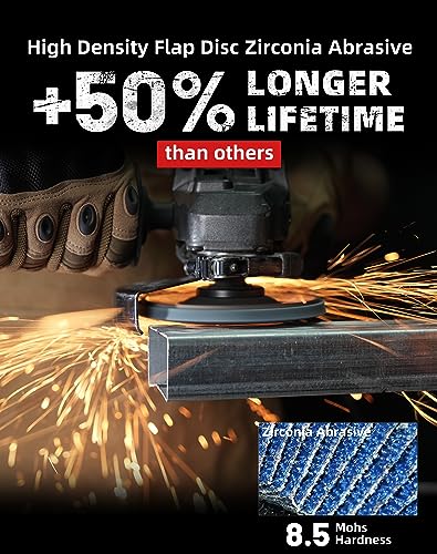 EZARC Zirconia High Density Flap Discs 40Grit, 4.5x7/8", Type29, 50Pack - size: 40 GRIT (50 pcs), style: High Density Version
