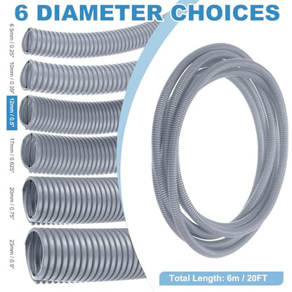 MECCANIXITY Plastic Split Wire Loom Tubing 1/2"(12mm) ID 20FT(6m), Gray - color: Gray, size: 1/2"(12mm) ID x 20FT(6m)