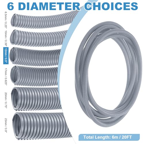 MECCANIXITY Plastic Split Wire Loom Tubing 1/2"(12mm) ID 20FT(6m), Gray - color: Gray, size: 1/2"(12mm) ID x 20FT(6m)