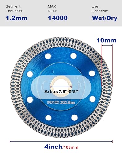 3 PCS 4 inch Super Thin Diamond Cuttiing Tile Blade Porcelain Saw Blade for Cutting Granite Marble Tile Ceramic (4"-3pcs) - size: 4"-3pcs