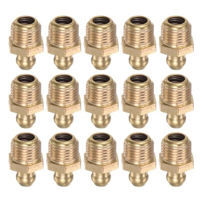 HARFINGTON 15pcs Brass Straight Grease Fitting M10x1mm Metric Thread Hydraulic Grease Nipple Accessories for Car - size: M10x1