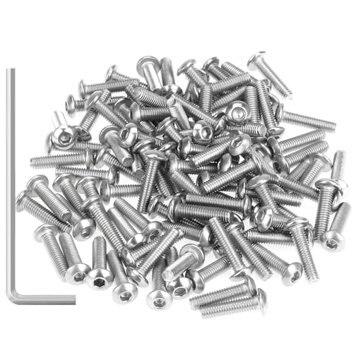 105 Pieces M3 x 12mm Button Head Socket Cap Screws, Thread Pitch 0.5mm, Sutemribor M3 Screws, 304 Stainless Steel, Fully Threaded, Silver - size: M3 x 12mm, style: Button Head