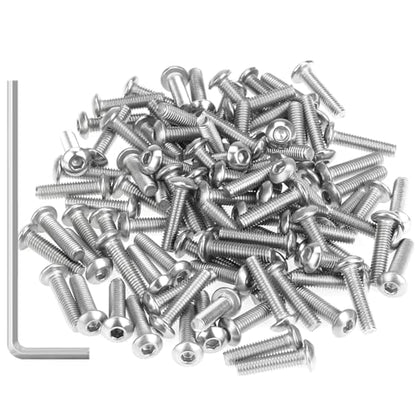 105 Pieces M3 x 12mm Button Head Socket Cap Screws, Thread Pitch 0.5mm, Sutemribor M3 Screws, 304 Stainless Steel, Fully Threaded, Silver - size: M3 x 12mm, style: Button Head