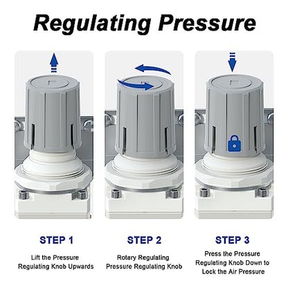 AIRZOE 3/8" NPT Air Pressure Regulator,Compressed Air System,Mini Air Regulator AR3000-03,0-150 PSI Gauge - size: 3/8" NPT