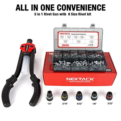 NEXTACK 1/4 Rivet Gun Kit NT300 w/ 350 Blind Pop Rivets - size: 1/4 Rivet Gun w/ 350 Rivets
