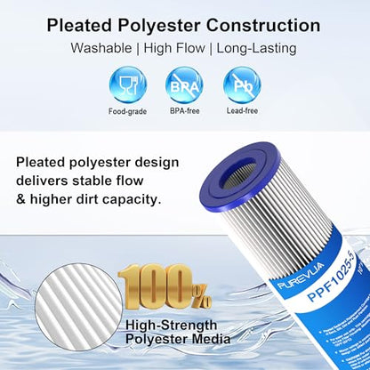 5 Micron Pleated Water Filter Cartridge 10" x 2.5", 6-Pack - size: 5 Micron