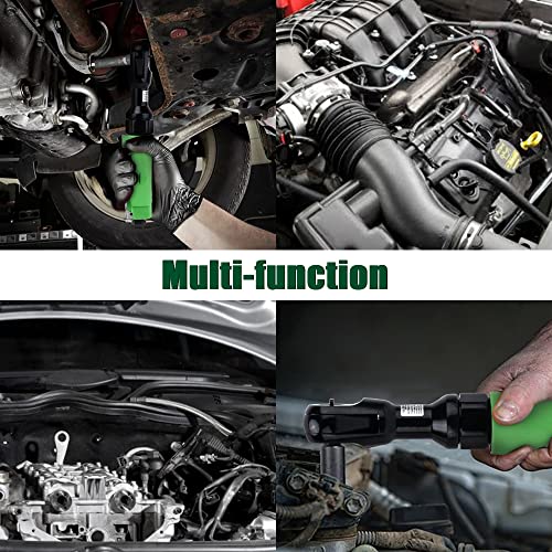 Dotool 3/8" Air Ratchet Wrench 50 ft-lbs Max Torque Output Professional Pneumatic Aluminum 160 RPM Comfort Grip, Lightweight, Compact, Forward/Reverse Control - color: Bright Green