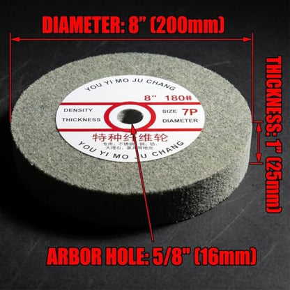 8 Inch 180 Grit Fiber Buffing Wheel, 5/8" Arbor (7P Hardness) - style: 8"x1" 7P Fiber Wheel