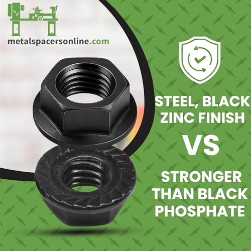 1/4"-20 Black Zinc Finish Serrated Flange Nuts 25 Pack