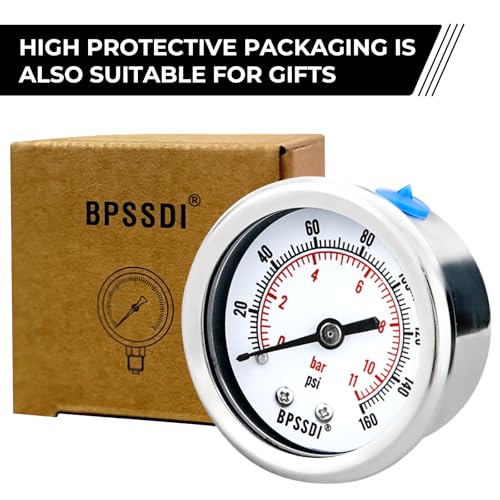 0-160 Psi Low Pressure Gauge, 2" Dial Size, 1/4 G Back Mount, Stainless Steel Case for Water Pressure Gauge Test for Water Pipe, HVAC(with Tape) - size: 0-160 psi, style: Back Mount