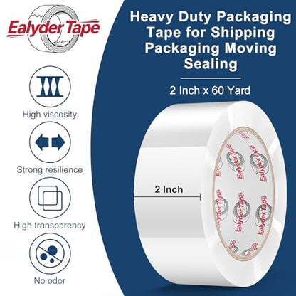 6 Rolls Transparent Packing Tape 2" x 60Yd with Dispenser Clear Tape - size: Clear, 6 Rolls - 2In x 60Yd
