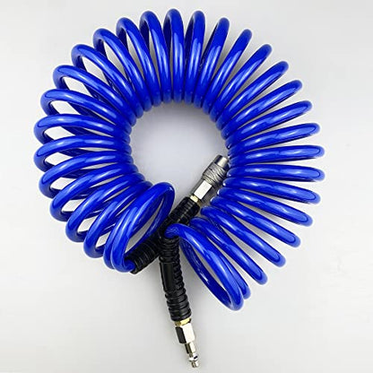 Darnassus PU Recoil Air Hose Compressor Tube with 1/4" Swivel Fittings - color: Blue, size: 25 FT