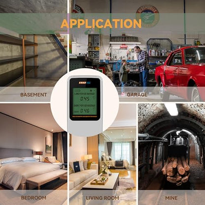 Digital Radon Detector III, White, Radon Monitor, Radon Meter, Tempered Glass, Short Term and Long Term Result, Portable, Easy to Use, 3 AAA Batteries, Switchable Between Bq/M3 and pCi/L