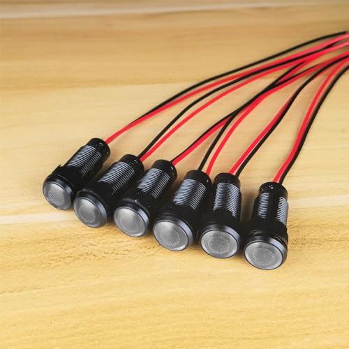 Gebildet 6pcs White LED Indicator Pilot Light AC/DC 12-24V Mounting Hole Size 10mm(Flame Retardant Plastic Shell) - color: White 12-24V/Black shell