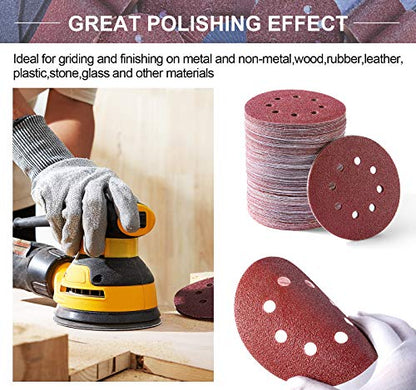 S SATC 150 PCS Sanding Disc 60 80 100 120 150 180 240 320 400 600 Grit Sanding Discs 5 Inch 8 Hole Hook and Loop Sanding Discs for Random Orbital Sander - style: 150PCS 5 Inch Assort Grit