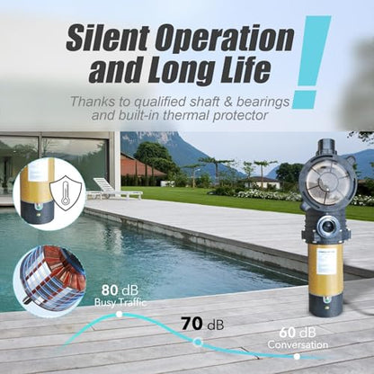 Pool Pump 2.0HP 230v 6840GPH 1.25 inch Energy Saving Two Speed - color: Deep Gold