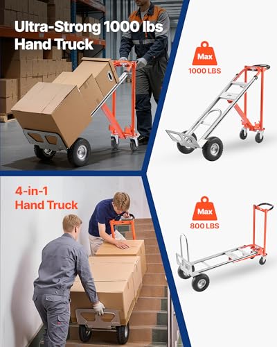 VEVOR 4 in 1 Hand Truck Dolly, 1000 lbs Load Capacity, Convertible Trolley - size: 1000 lbs
