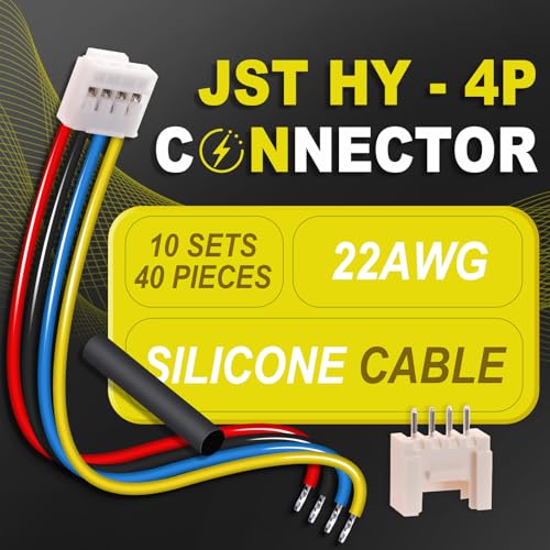 10 Sets/40 Pcs JST HY 2.0mm 4 Pin 22AWG Silicone Connector Kit - size: 4-Pin, style: JST-HY