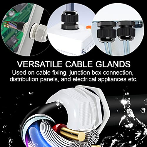 LeMotech 10 Pack NPT 1/2" Cable Glands Waterproof Adjustable 6-12mm Cable Connectors Grey Nylon Joints with Gaskets - color: Grey, size: 1/2inch 10-pack