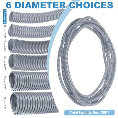 MECCANIXITY Plastic Split Wire Loom Tubing 1/4"(6.5mm) ID 20FT(6m), Gray - color: Gray, size: 1/4"(6.5mm) ID x 20FT(6m)