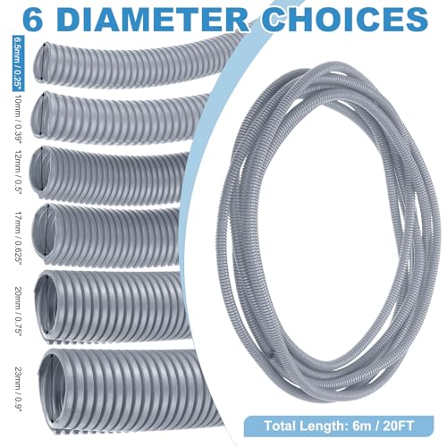 MECCANIXITY Plastic Split Wire Loom Tubing 1/4"(6.5mm) ID 20FT(6m), Gray - color: Gray, size: 1/4"(6.5mm) ID x 20FT(6m)