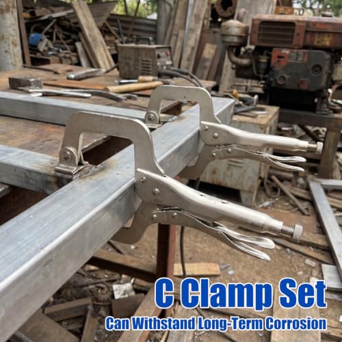 3 Pcs Locking C Clamp Set, C-Clamp Locking Pliers, 6 Inch, 9 Inch, 11 Inch, Heavy Duty Vise Grip with Swivel Pads Metal Tools Welding Clamps for Woodworking, Home, Metalworking, Auto Repair