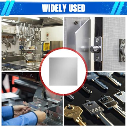0.8mm Stainless Steel Sheet 4x4 Inch, 430 Magnetic Stainless Steel Plate, 20 Gauge Metal Sheet for Wall, DIY, Crafts, Jewelry, Electrical Repair (2 Pack) - size: 4" x 4"-20 Gauge(0.8mm)
