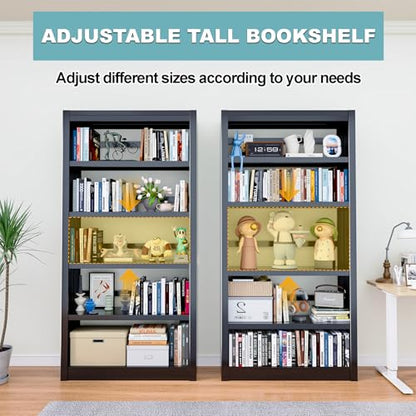 Bookshelf,6-Tier Adjustable Steel Bookshelf,69" H Heavy Duty Metal Bookcase for Home/Office/Garage,Black Shelf (Black, 69" Tall) - color: Black, size: 69"H*31.5"W