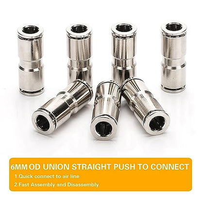 6mm Union Straight Push to connect fittings Stainless Steel Pneumatic Push Connectors,CEKER 6mm x 6mm Tube Quick Connect Fittings Air Line Fittings for 6mm Tube 2Pack - size: 6 mm, style: STRAIGHT