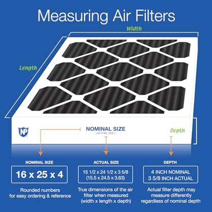 Nordic Pure 16x25x4 Pleated MERV 8 Pure Carbon Air Filters 2 Pack - style: MERV 8 Pure Carbon