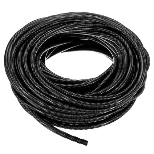 uxcell 3/8 Inch x 100 Ft Split Wire Loom Tubing, Guard Convoluted Flex, Protective Split Cable Conduit, Flexible Wire Protector Tubing, Electrical Cord Cover, Black - color: Black, size: 3/8 Inch x 100 Ft