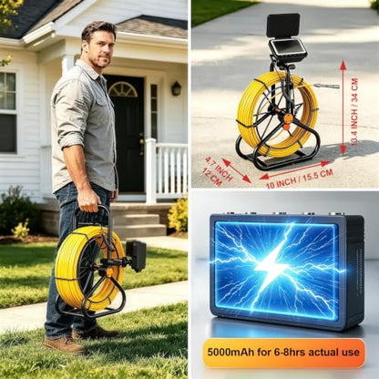 Sewer & Drain Camera 100FT, 4.3" HD Plumbing Inspection Camera 1080P IP68