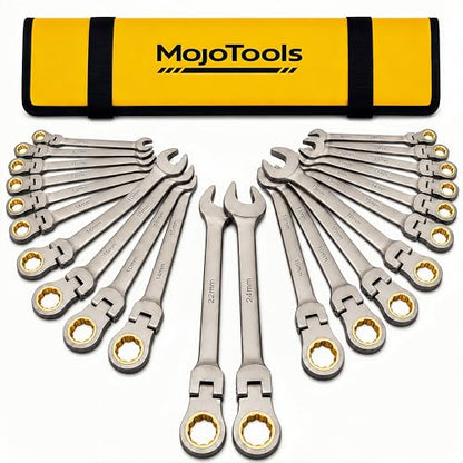 Metric Ratcheting Wrench Set, 8-24mm Flex Head, 23-Piece Cr-V Kit