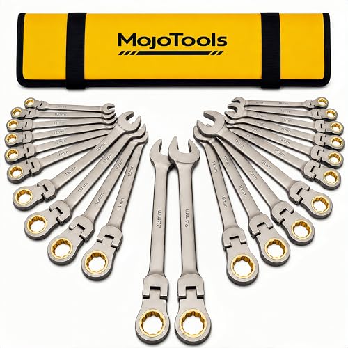 Metric Ratcheting Wrench Set, 8-24mm Flex Head, 23-Piece Cr-V Kit