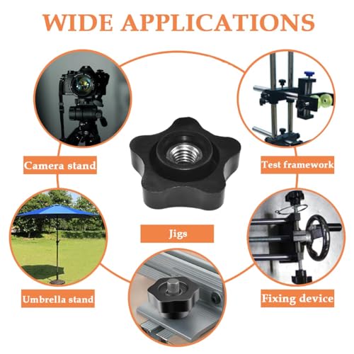 Aifeier ET 4 Pcs 3/8"-16 Female Thread Knob Black Nylon - size: 4 pcs 3/8"-16