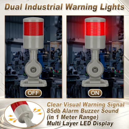 6 Pack 12-24V LED Stack Tower Lights with Buzzer, 1 Layer