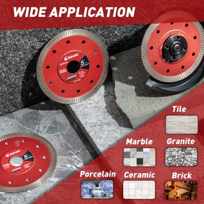 EZARC 5 Inch Super Thin Diamond Tile Blade, 7/8"-20mm-5/8 Arbor, 2-Pack - size: 5 Inch