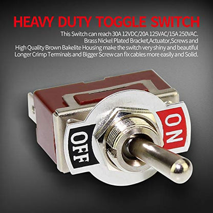 DaierTek SPST Waterproof Toggle Switch 12V DC 30A 125VAC 20A Marine Heavy Duty 2 Pin ON Off Spade Terminals for Automotive Car Boat -2 Pack - size: Spade ON/OFF with Weatherproof Boot Cap