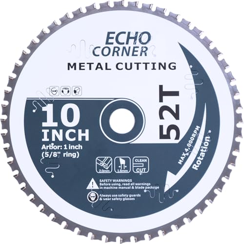 10 inch (1" Arbor) Metal Cutting Saw Blade, Cermet 52-Tooth, 5/8" Ring - style: Metal Ferrous