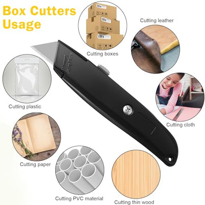 Reginary 30 Pcs Box Cutters Bulk, Utility Knives, Black - color: Black