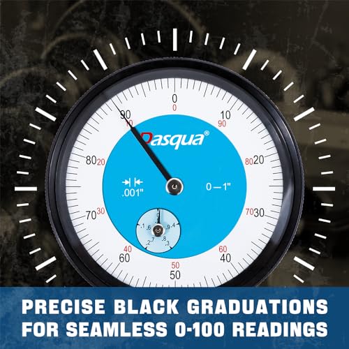 Dasqua Industrial Dial Indicator, Precision Dial Gauge, 0-1" Measuring Range